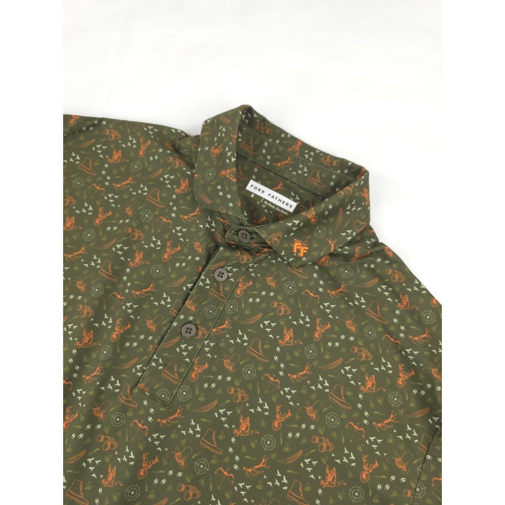 Fore Fathers Golf Polo Shirt Mens S Green Outdoor Hunting Nature Animal